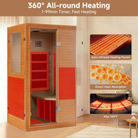 Infrared Sauna Home Sauna, Indoor Far Infrared Saunas for Home, 1 Person Canadian Hemlock Wooden Spa Room, 950W, Customized