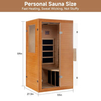 Infrared Sauna Home Sauna, Indoor Far Infrared Saunas for Home, 1 Person Canadian Hemlock Wooden Spa Room, 950W, Customized