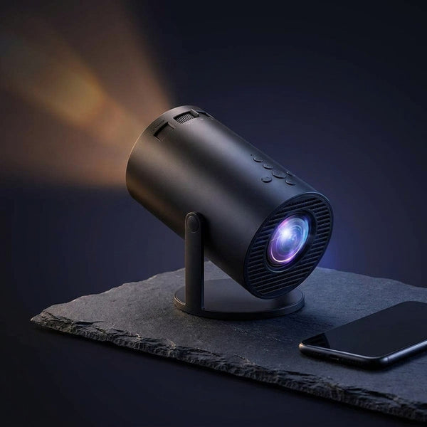 Projector 4K 1080P Support, Mini Projector Smart for Movie Projection Compatible with Phone-Black