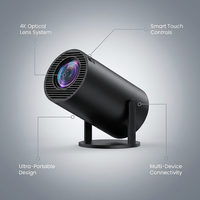 Projector 4K 1080P Support, Mini Projector Smart for Movie Projection Compatible with Phone-Black — Feature Infographic