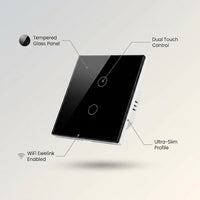 Smart Home Automation Wifi Switch 2 Gang Ewelink App Control for Smart Home System Smart Touch Switch 220V EU/UK Standard — Feature Infographic