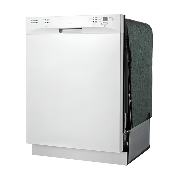 24 In. White Front Control Smart Dishwasher Digital 120-Volt Stainless Steel Tub with Steam Cleaning