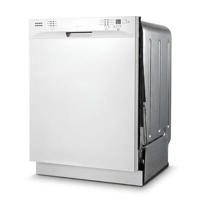 24 In. White Front Control Smart Dishwasher Digital 120-Volt Stainless Steel Tub with Steam Cleaning