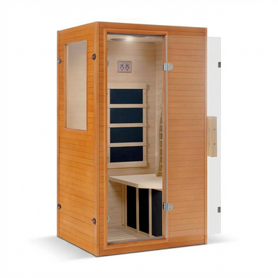 Infrared Sauna Home Sauna, Indoor Far Infrared Saunas for Home, 1 Person Canadian Hemlock Wooden Spa Room, 950W, Customized