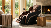 Full Body Massage Chair Recliner with Zero Gravity,  Leather Massage Chair with Air Pressure, 8 Massage Fix Rollers, Heating, Airbag, Bluetooth, Retractable Footrest for Relaxion, Brown+Black — Lifestyle